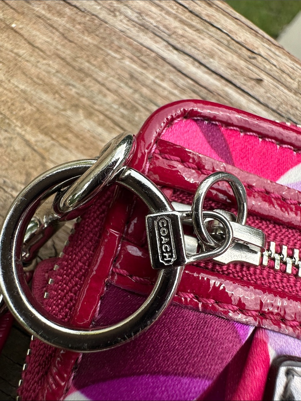 Coach Poppy Pink Patterned Wristlet - Coach - Picture 6 of 8